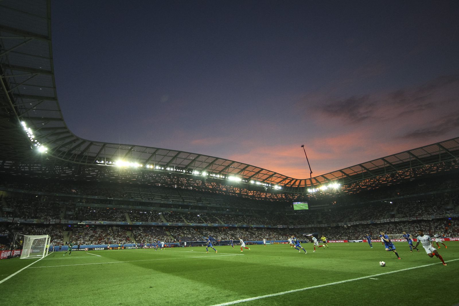 The sun sets on England’s Euro 2016 campaign as they bow out to Iceland. (12mm, ISO2000, 1/1000th, f4)