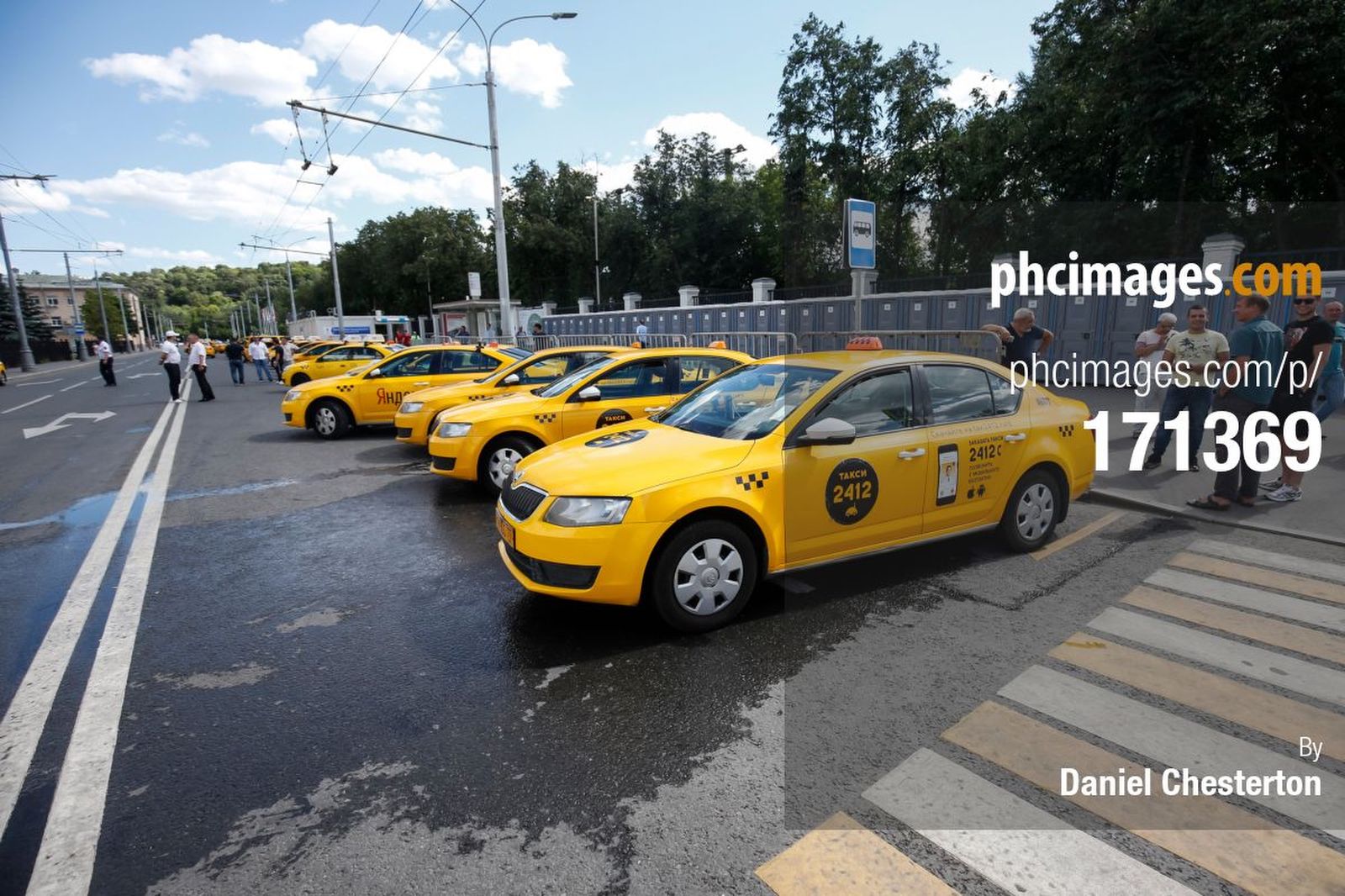 Taxis line up outside Luzhniki Stadium