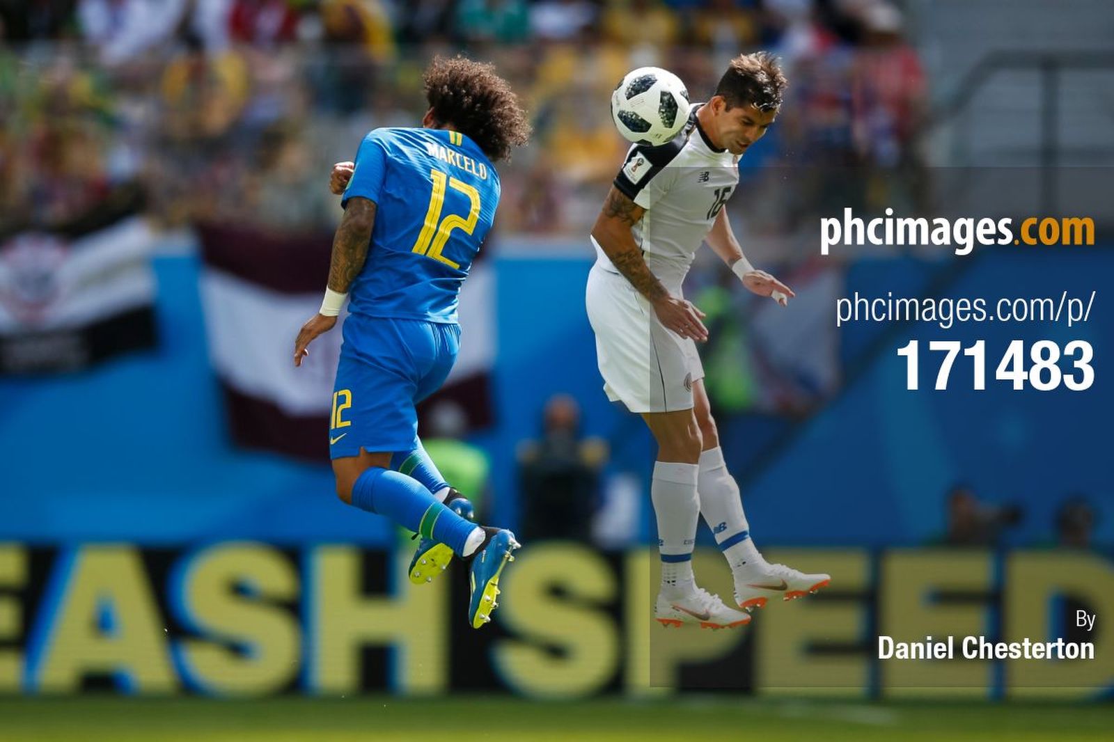 Marcelo and Cristian Gamboa compete for the ball