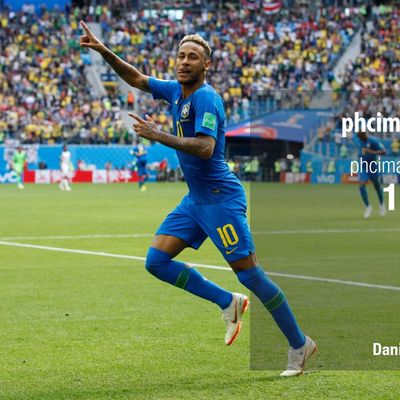 Neymar celebrates after making it 2-0