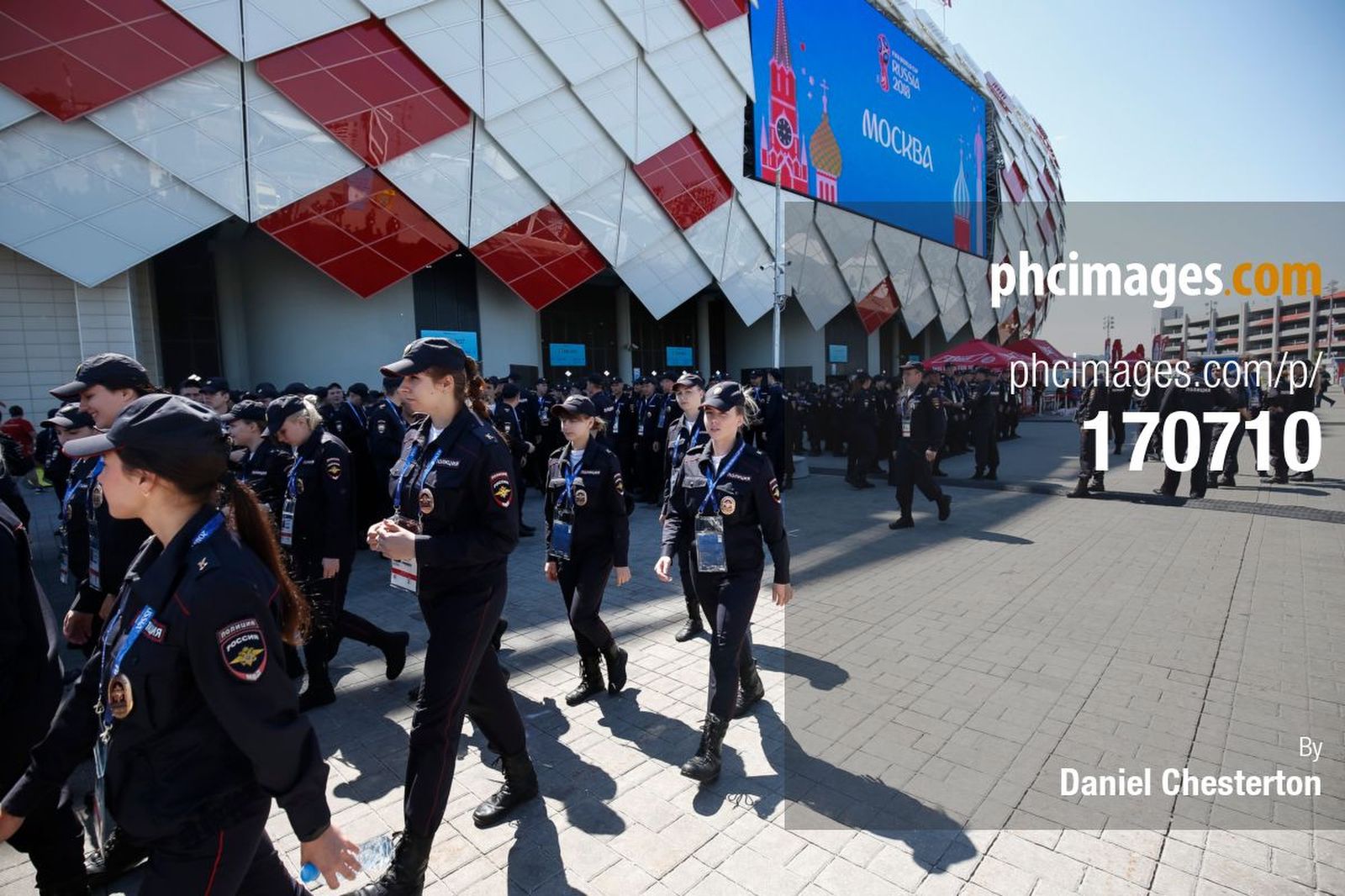 Security forces prepare before the match