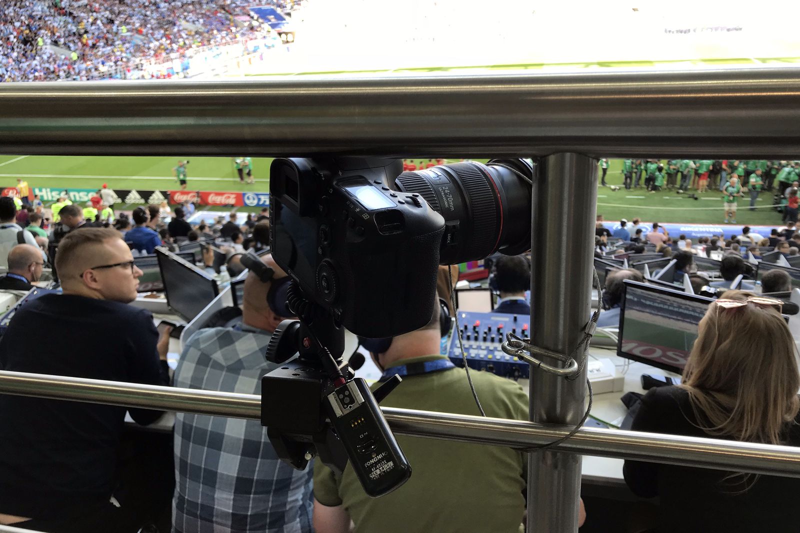 My remote camera clamped to the rail in front of me