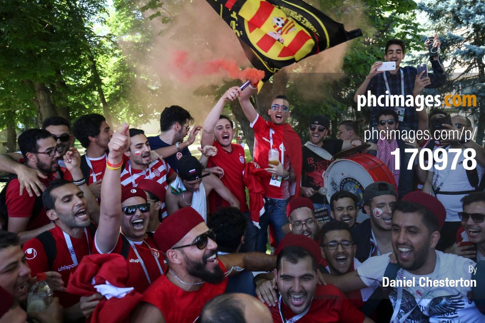 Tunisia fans outside the FIFA Fan Fest before the match