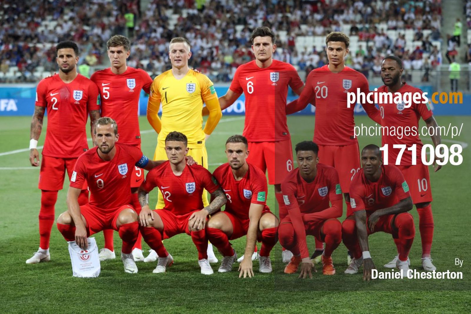 England line up before their match against Tunisia