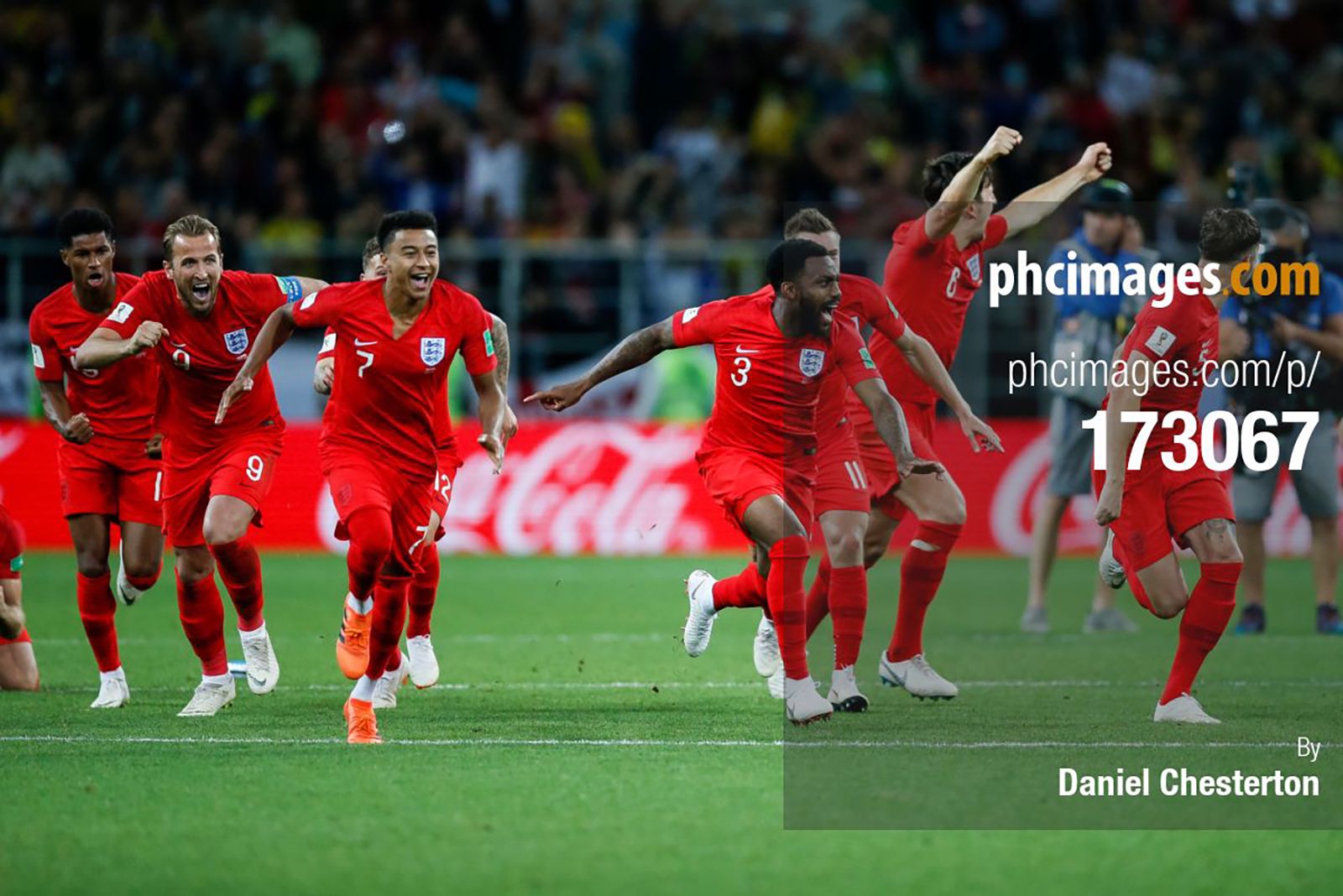 England players celebrate after Dier’s winning penalty