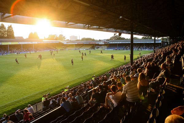 The summer sun sets over Roots Hall during a pre-season friendly against QPR