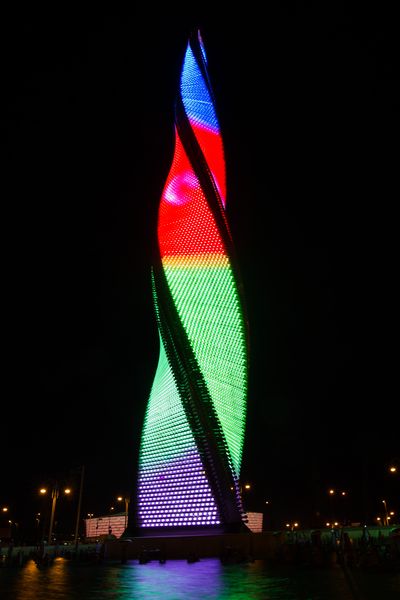 Baku Flame Fountain at night
