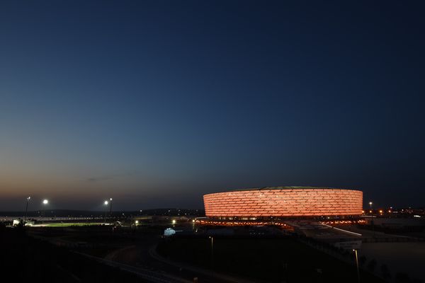 The Baku National Stadium at night