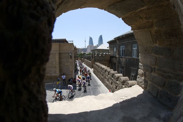 Men's Road Race Cycling in Baku's Old Town