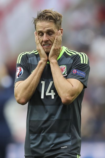 David Edwards of Wales looks dejected at full time