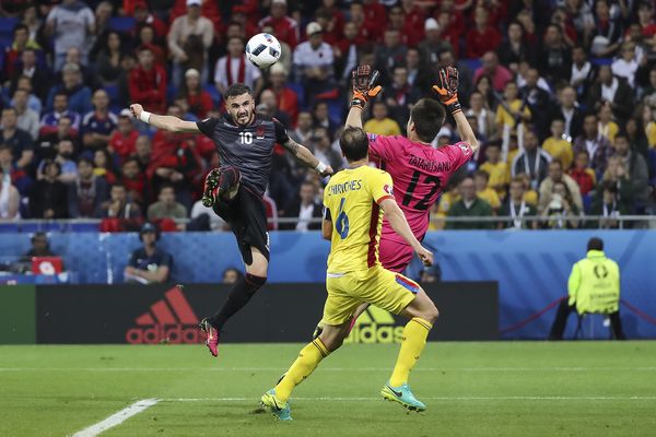 Armando Sadiku scores Albania's first ever tournament goal