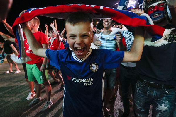 Russian fans party at a FIFA Fan Fest in Volgograd after they beat Egypt