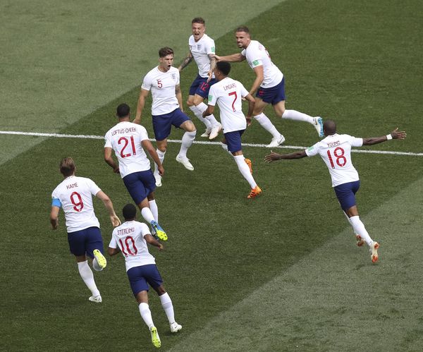 John Stones celebrates after scoring England's first goal against Panama