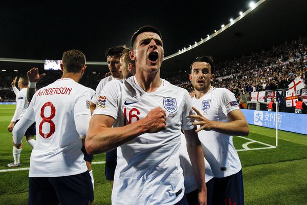 England's Declan Rice celebrates against Netherlands