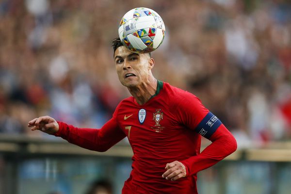 Cristiano Ronaldo controls the ball during the UEFA Nations League final