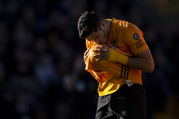Raul Jimenez of Wolves celebrates after scoring against Norwich