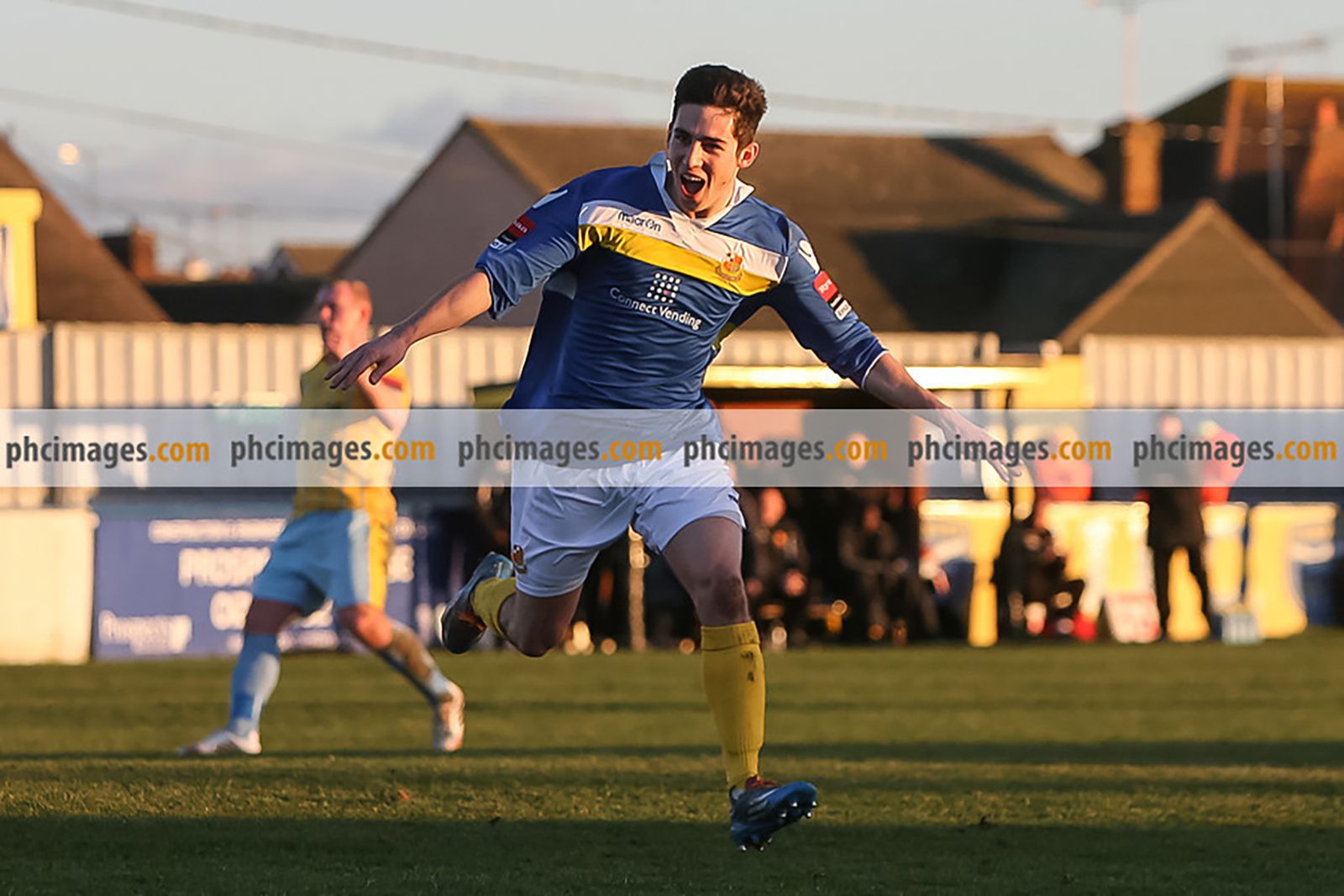 Tom Pett celebrates after scoring Wealdstone's first goal