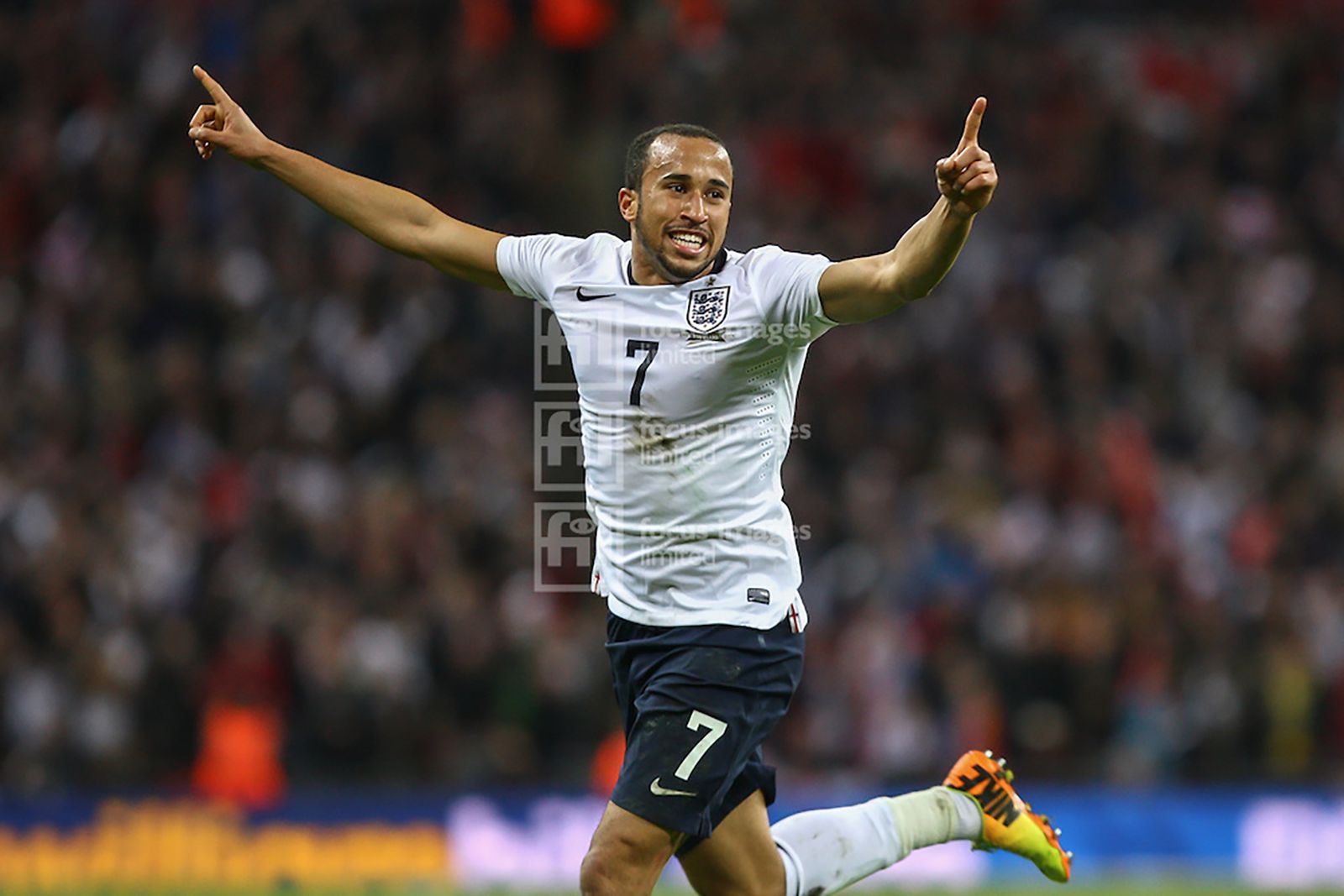 Andros Townsend celebrates scoring against Montenegro