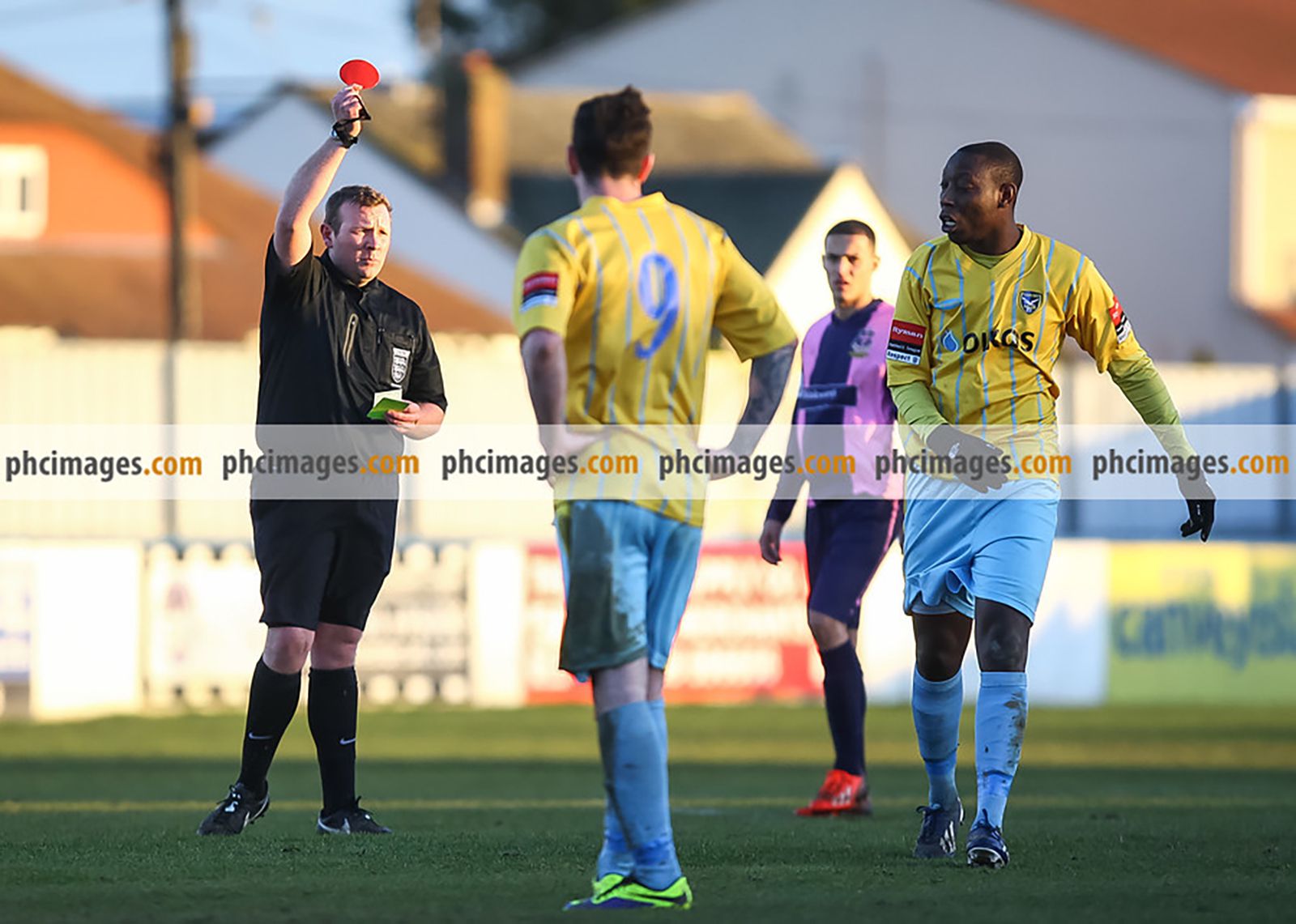 Rob Bartley (right) reacts after being sent off against Dulwich