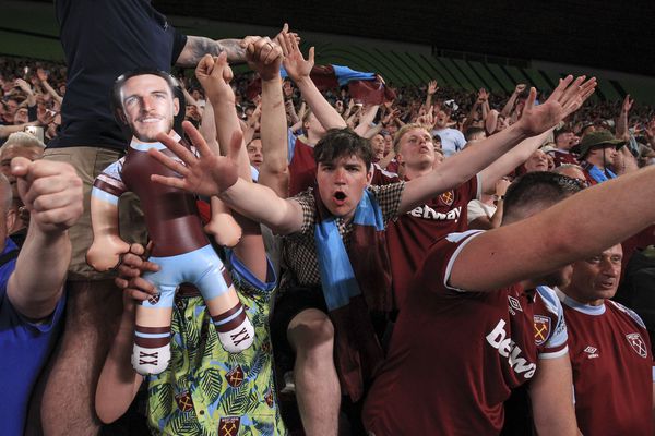 West Ham fans celebrate after the match