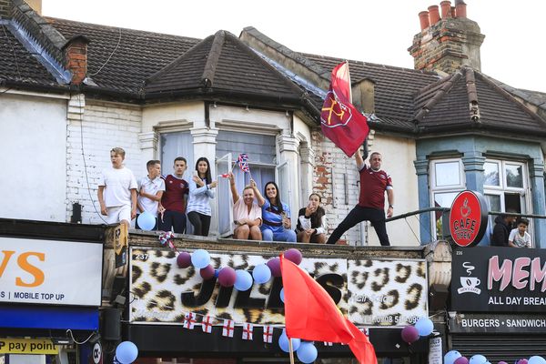 West Ham fans celebrate