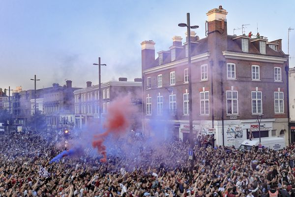 West Ham fans set off smoke flares