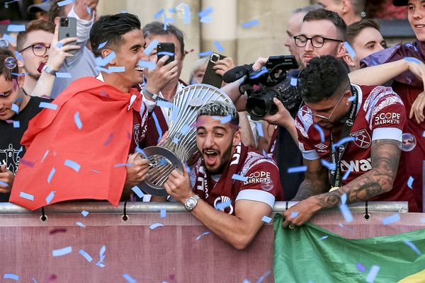 Said Benrahma celebrates with the trophy